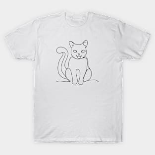 Cat Line Art T-Shirt